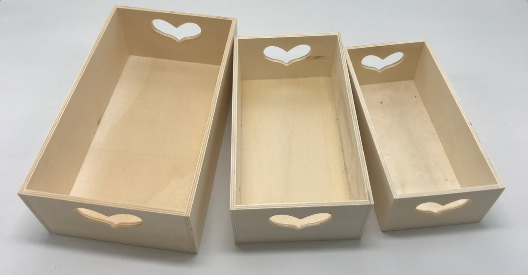 Wooden Storage Box With Heart Cut Out Handle