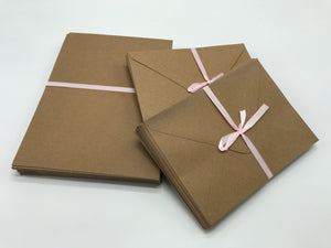 White & Brown Blank Cards and Envelopes
