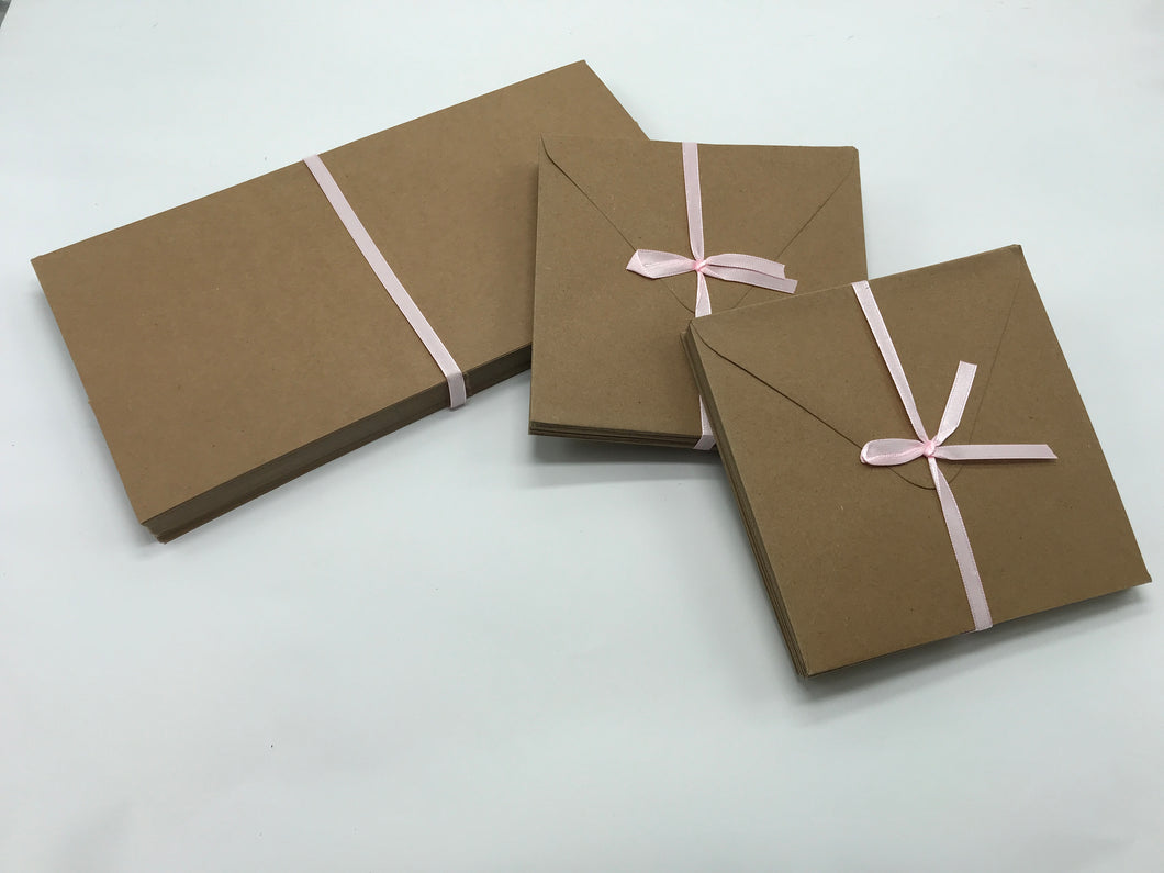 White & Brown Blank Cards and Envelopes
